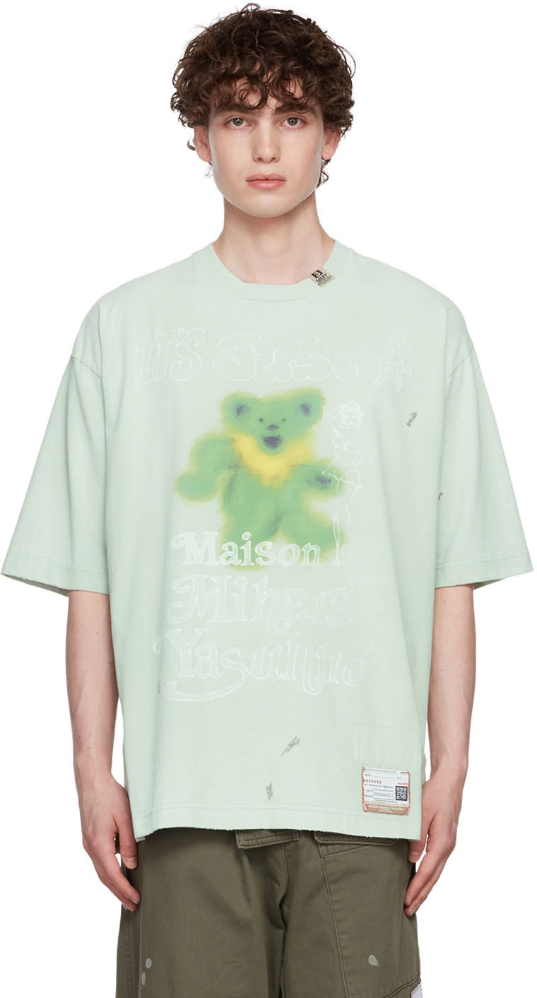 Miharayasuhiro Green Distressed T-Shirt Miharayasuhiro