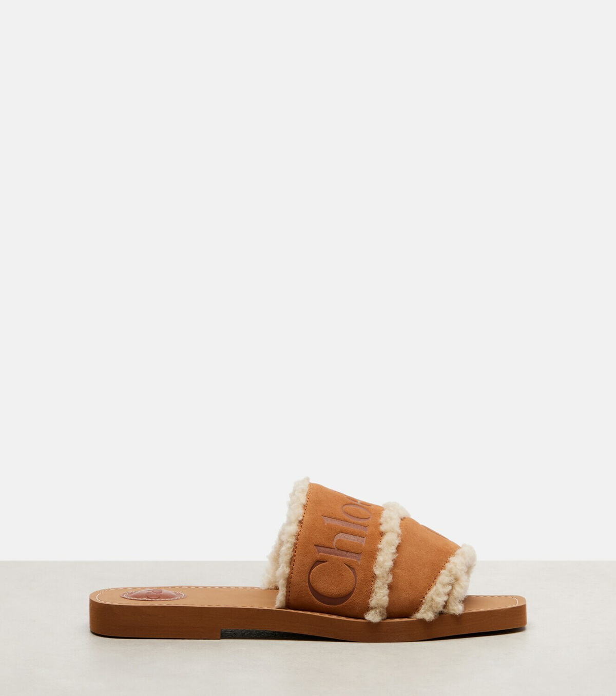 Chloé Woody logo suede slides