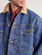 Human Made - Corduroy-Trimmed Logo-Embroidered Denim Jacket - Blue