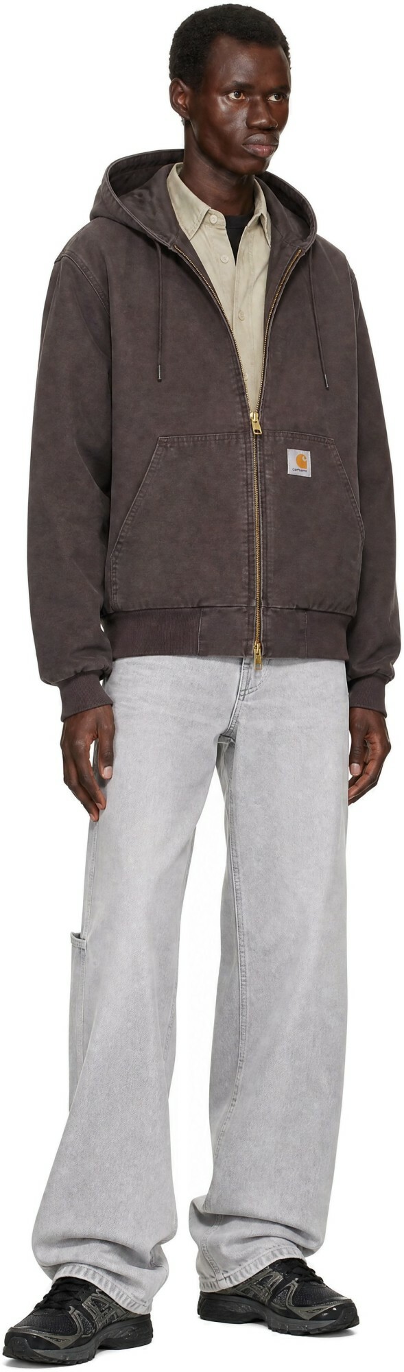 Carhartt Work In Progress Gray Double Knee Denim Trousers