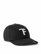 TOM FORD - Logo-Embroidered Leather-Trimmed Cotton-Twill Baseball Cap - Black