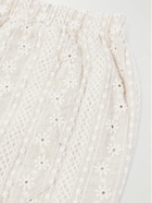 Richard James - Straight-Leg Embroidered Cotton and Linen-Blend Shorts - Neutrals