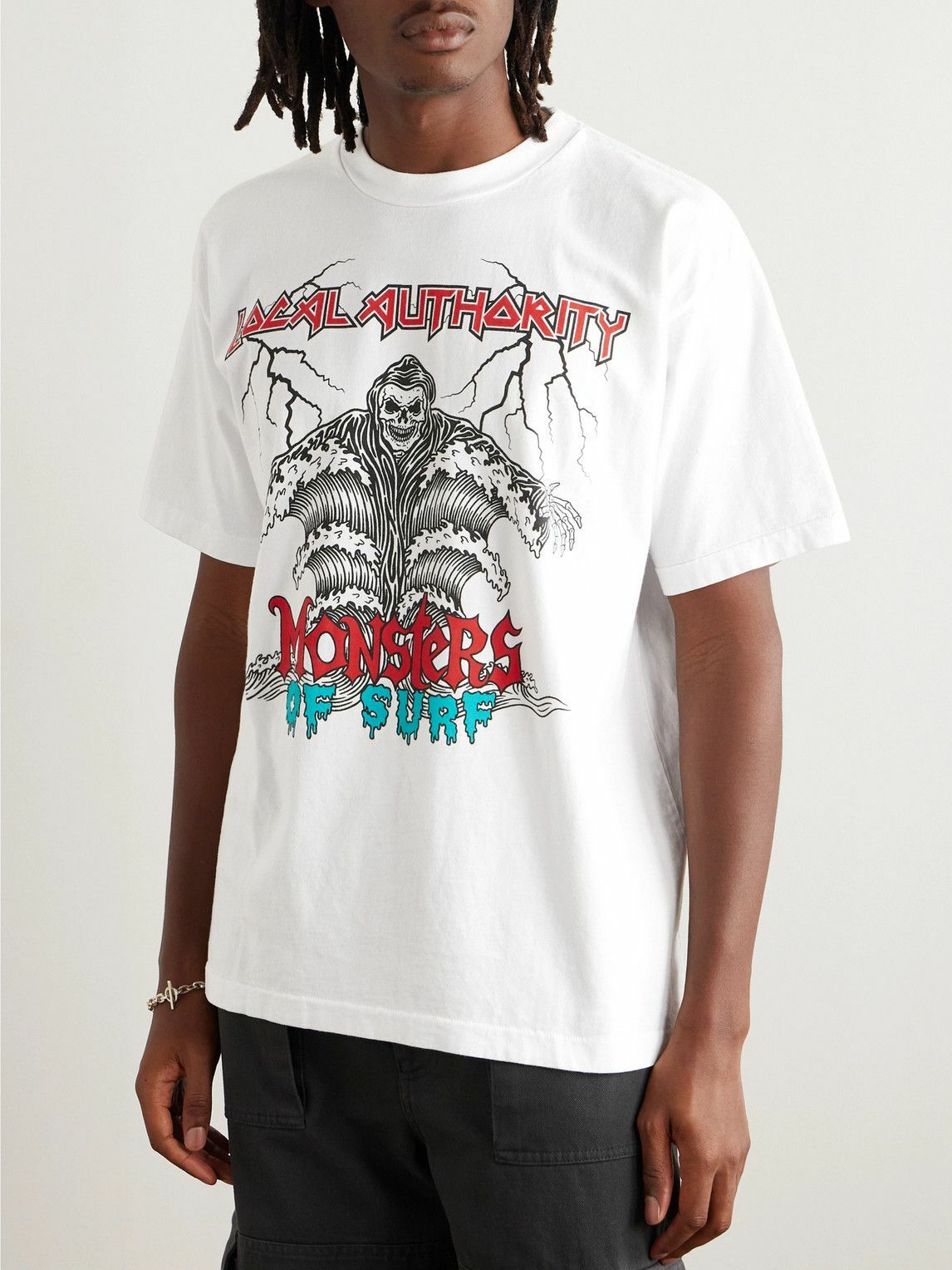 Local Authority LA - Monsters of Surf Logo-Print Cotton-Jersey T-Shirt - White