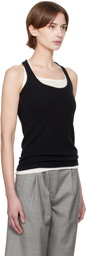Fax Copy Express Black Afternoon Stretch Series Loose Ribbed Cover Up Tank Top