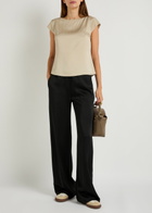 Herno Wide-leg Crepe de Chine Trousers Black