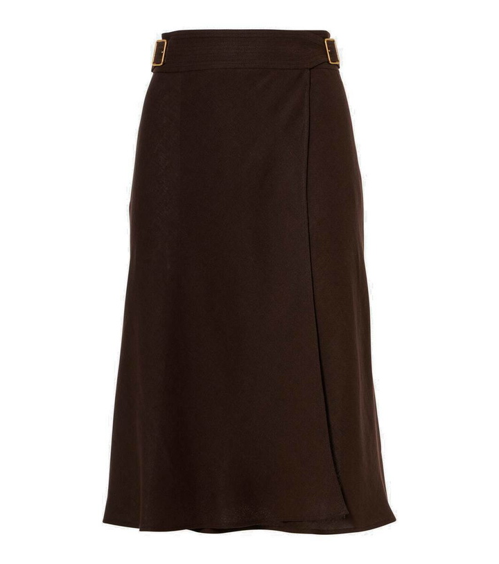 Photo: Loro Piana Irene belted linen crêpe midi skirt