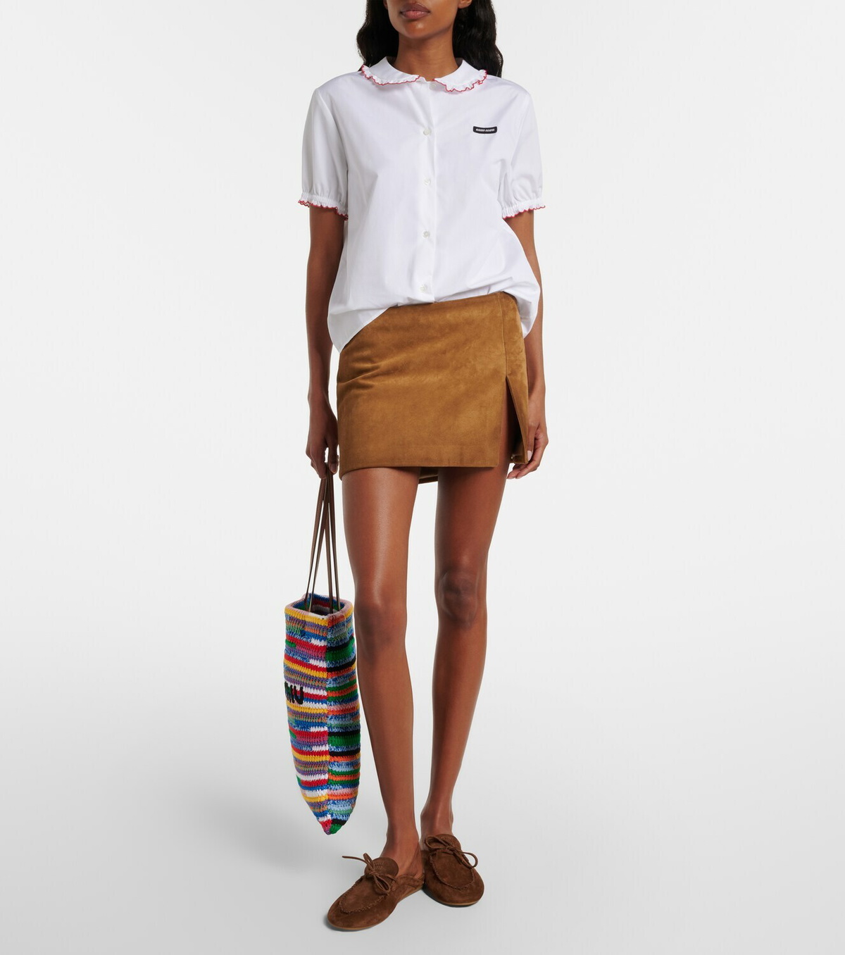 Miu Miu Scalloped cotton poplin shirt