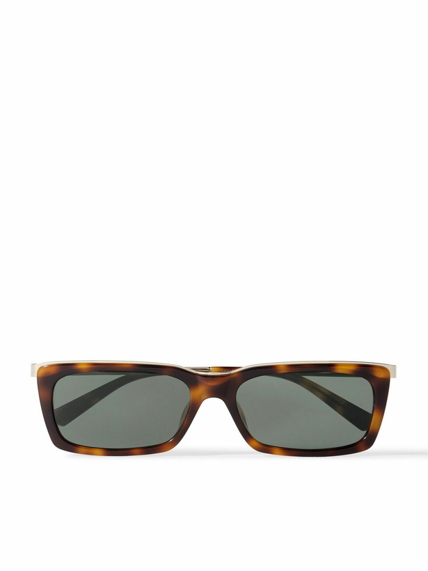 Photo: SAINT LAURENT - Rectangle-Frame Tortoiseshell Acetate and Gold-Tone Sunglasses