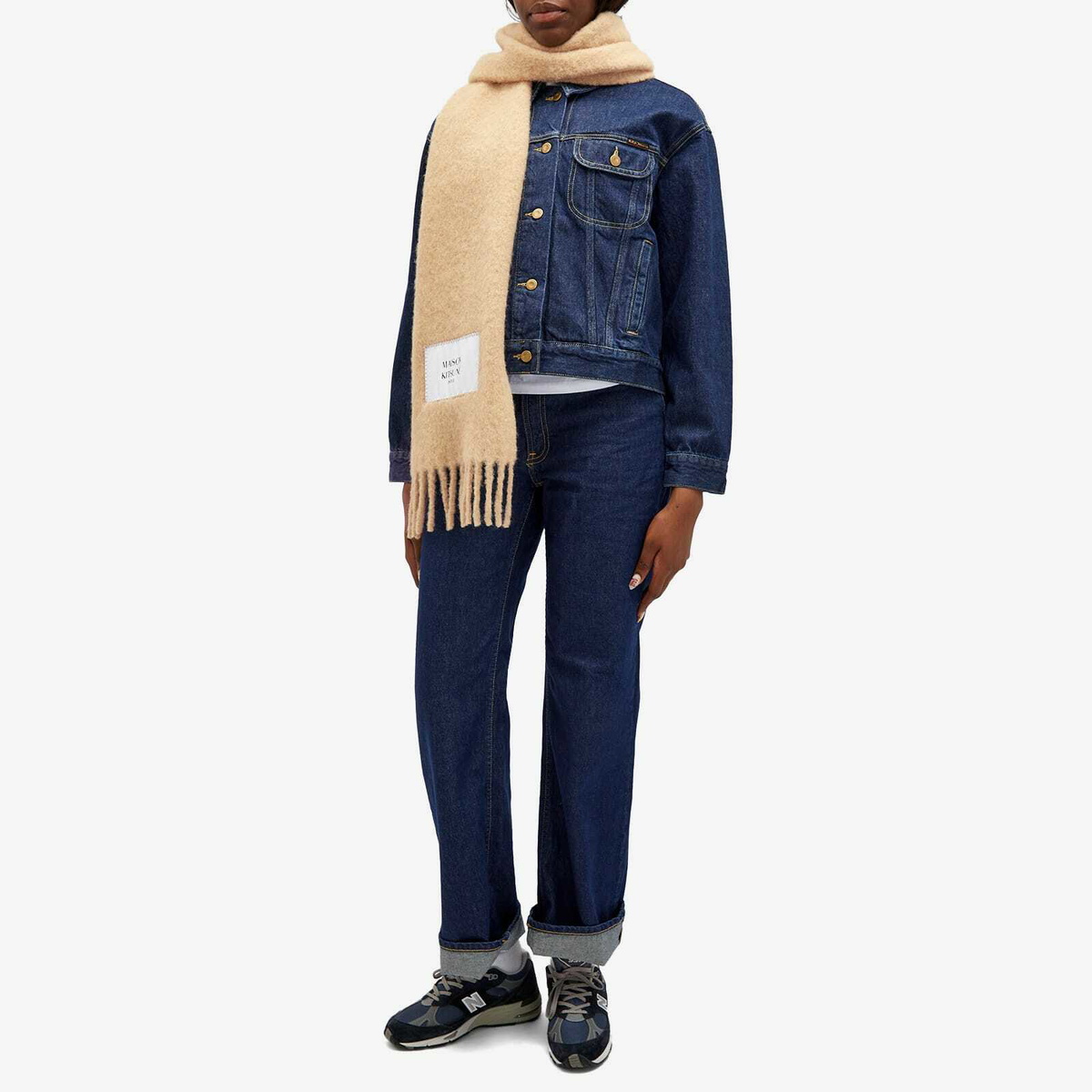 Maison Kitsuné Women's Baby Alpaca Scarf in Chamomile Maison