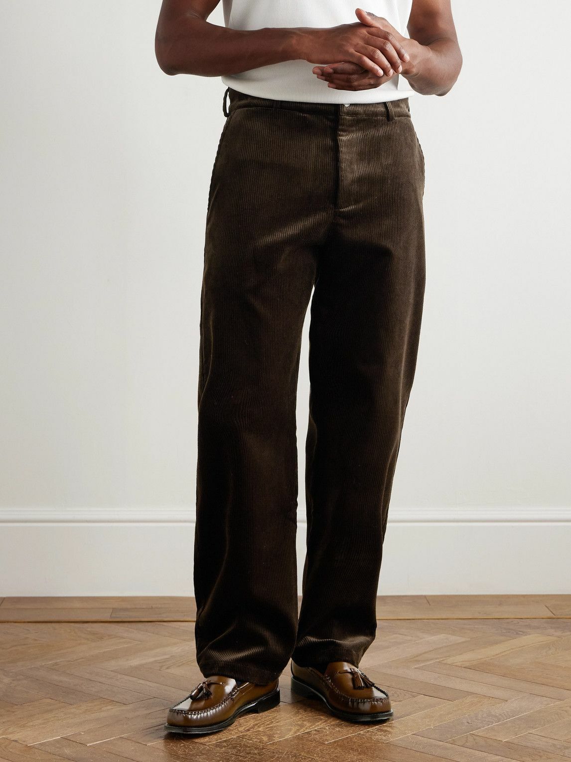 De Bonne Facture - Balloon Tapered Cotton-Corduroy Suit Trousers - Brown