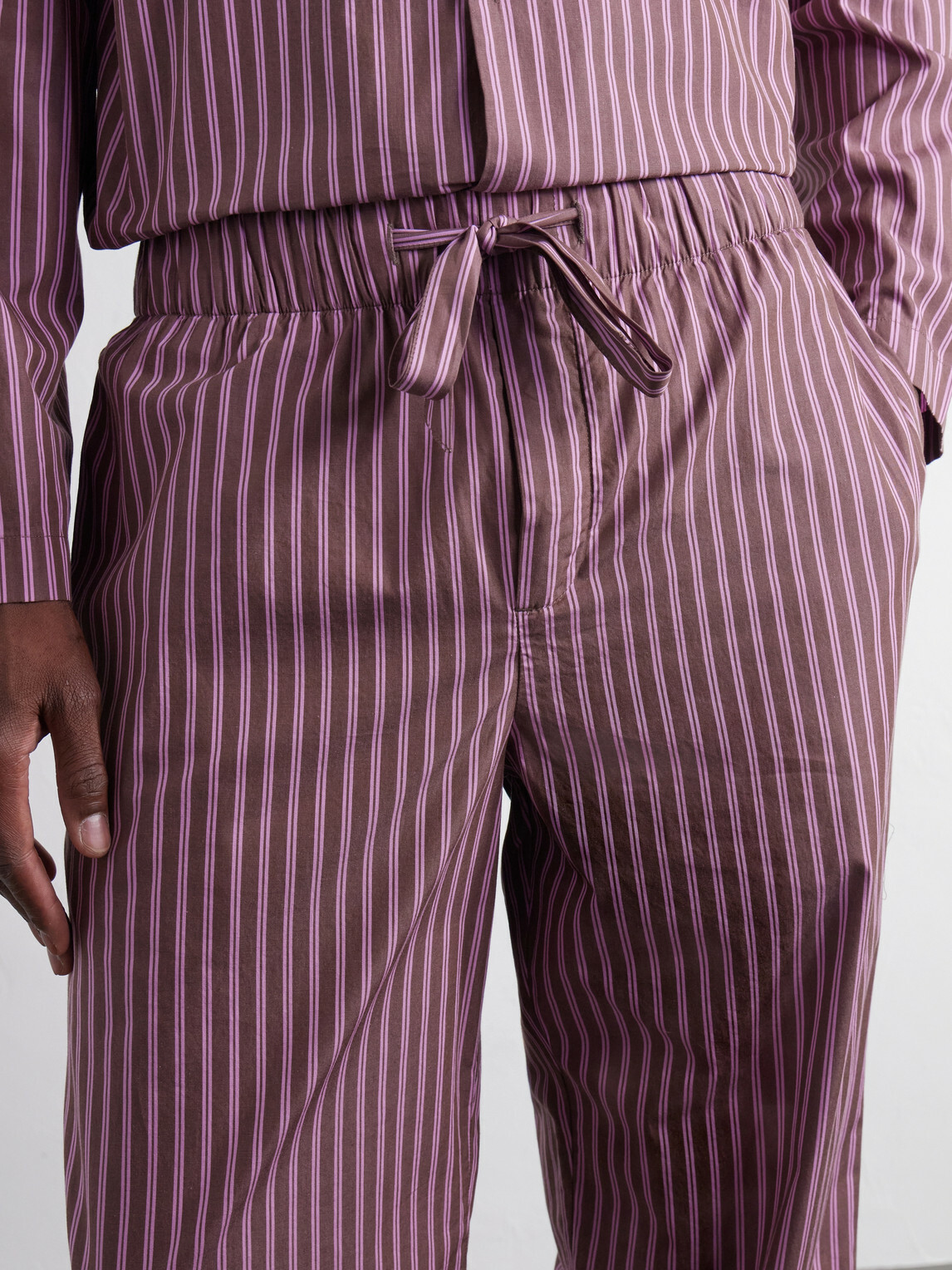TEKLA - Drawstring Striped Organic Cotton-Poplin Pyjama Trousers - Pink
