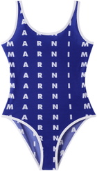 Marni Kids Blue Printed One-Piece Swimsuit