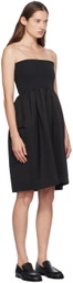 AMOMENTO Black Shirring Flare Midi Skirt