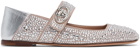 Valentino Garavani Silver & Pink VLogo Locker Mary-Jane Ballerina Flats