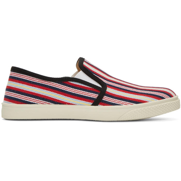 Photo: Stella McCartney Multicolor Canvas Striped Slip-On Sneakers