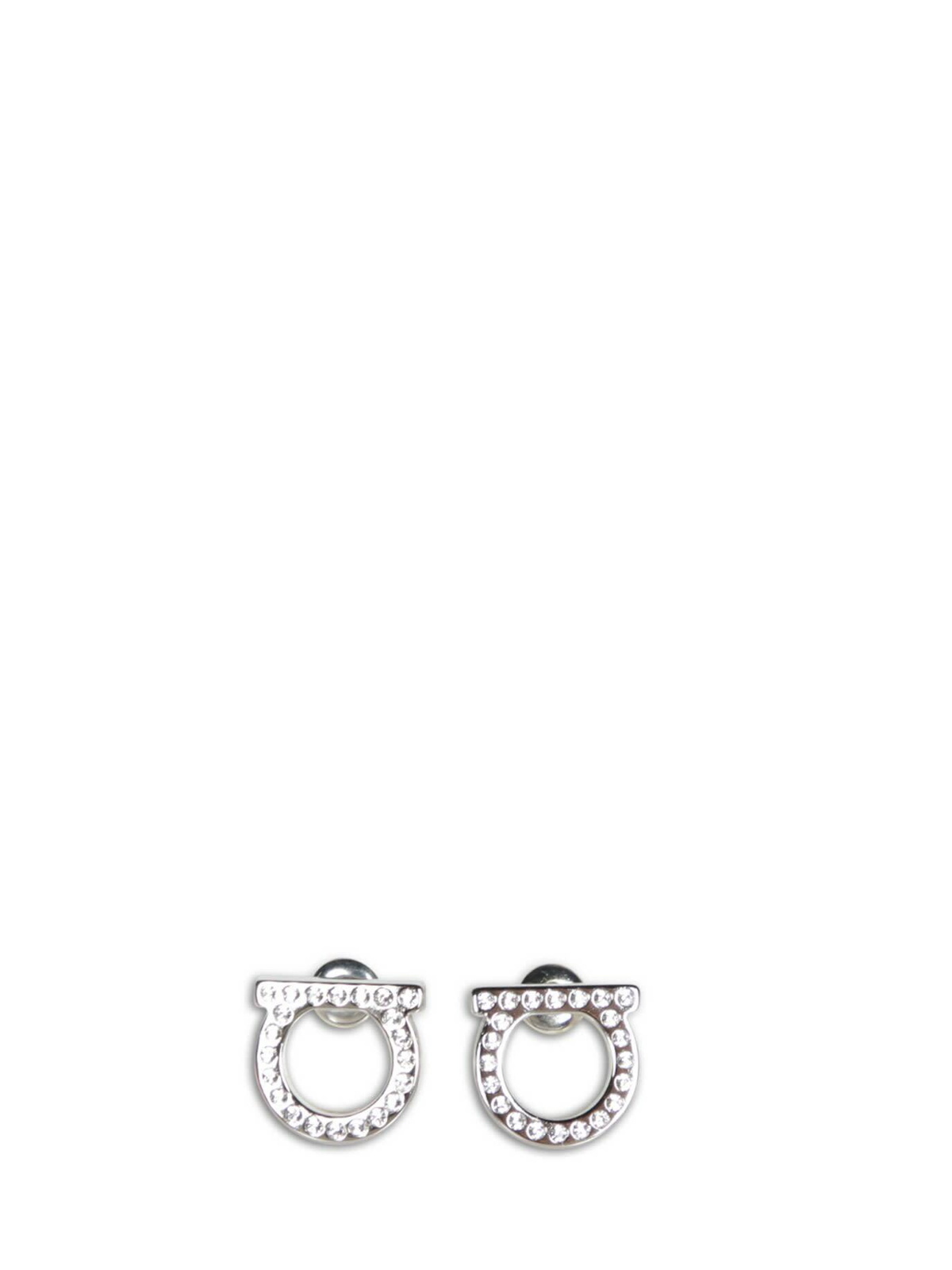 Ferragamo Silver Strass Earrings Salvatore Ferragamo