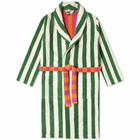 Dusen Dusen Bathrobe in Green/White Stripe