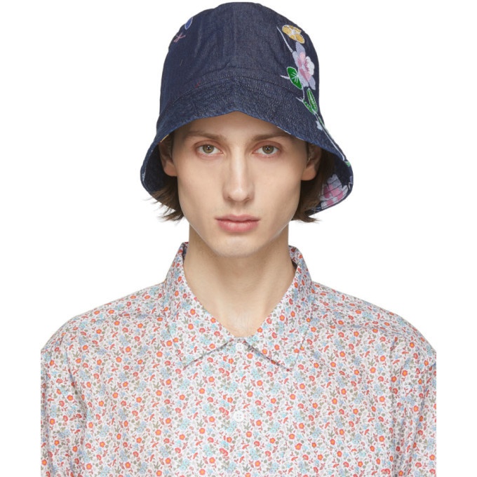 Photo: Engineered Garments Indigo Denim Floral Bucket Hat