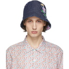 Engineered Garments Indigo Denim Floral Bucket Hat