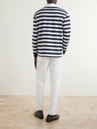 Dunhill - Striped Cotton and Cashmere Polo Shirt - Blue