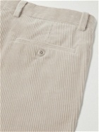 Rubinacci - Modluca Straight-Leg Pleated Cotton-Corduroy Trousers - Neutrals