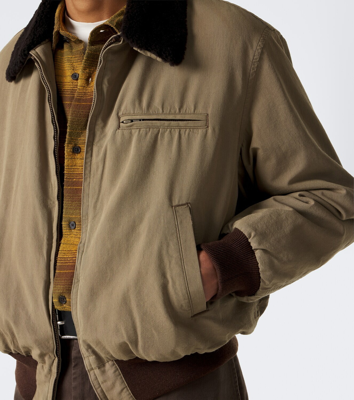 A.Presse Teddy-trimmed cotton and wool blouson jacket