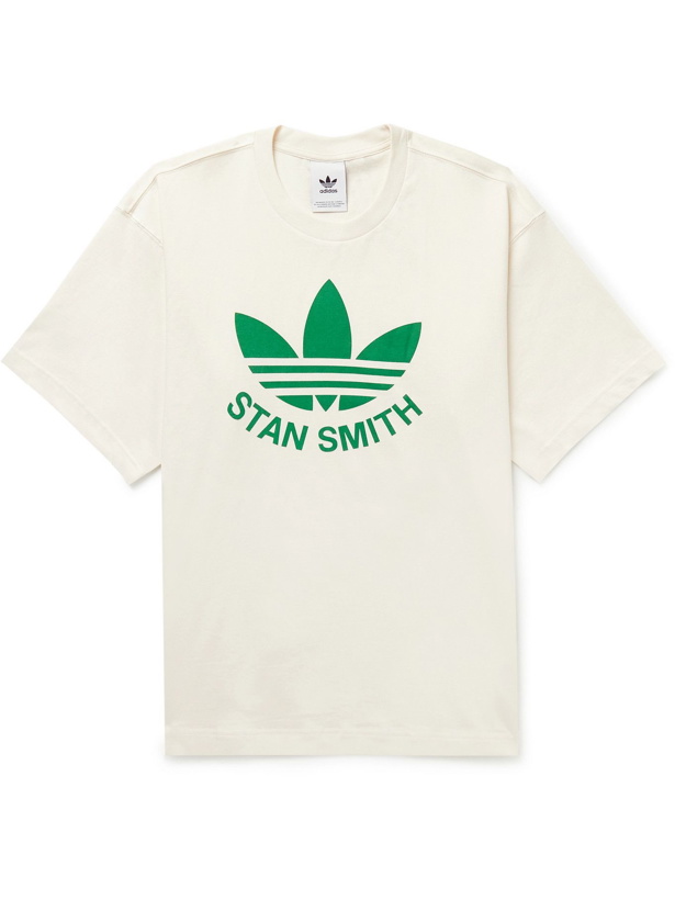 Photo: adidas Originals - Stan Smith Logo-Print Organic Cotton-Jersey T-Shirt - Neutrals