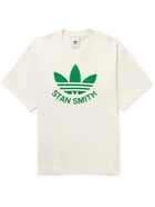 adidas Originals - Stan Smith Logo-Print Organic Cotton-Jersey T-Shirt - Neutrals