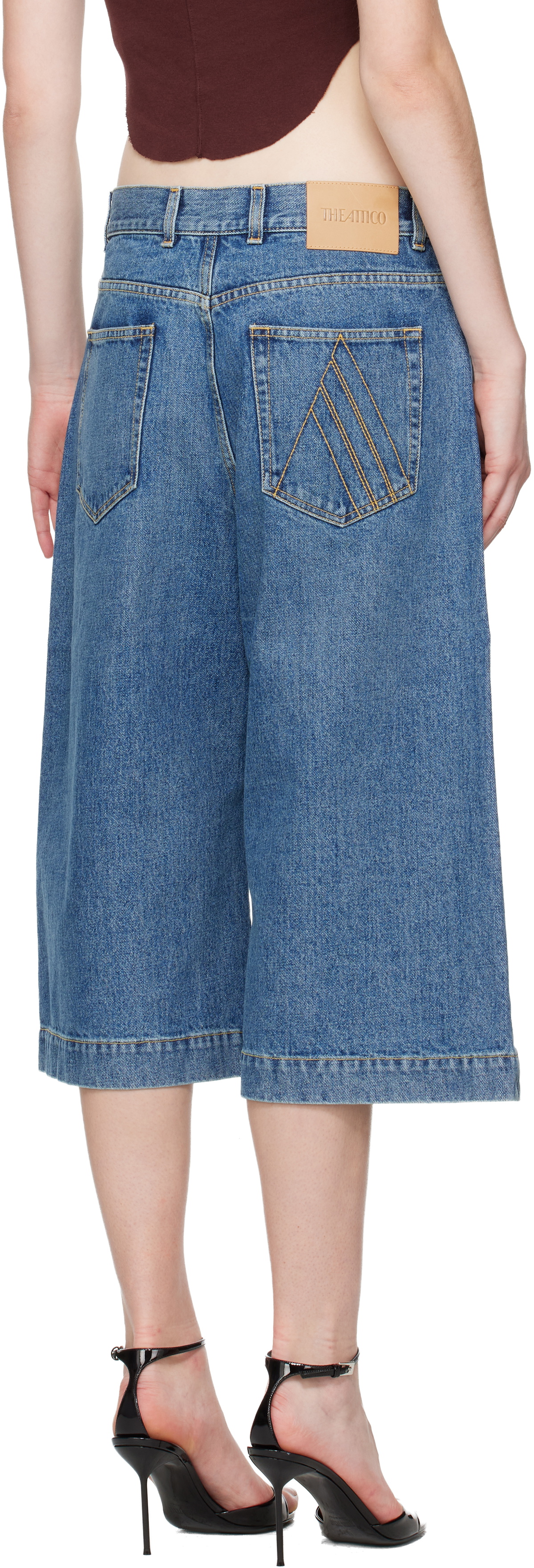 The Attico Blue Washed Denim Shorts