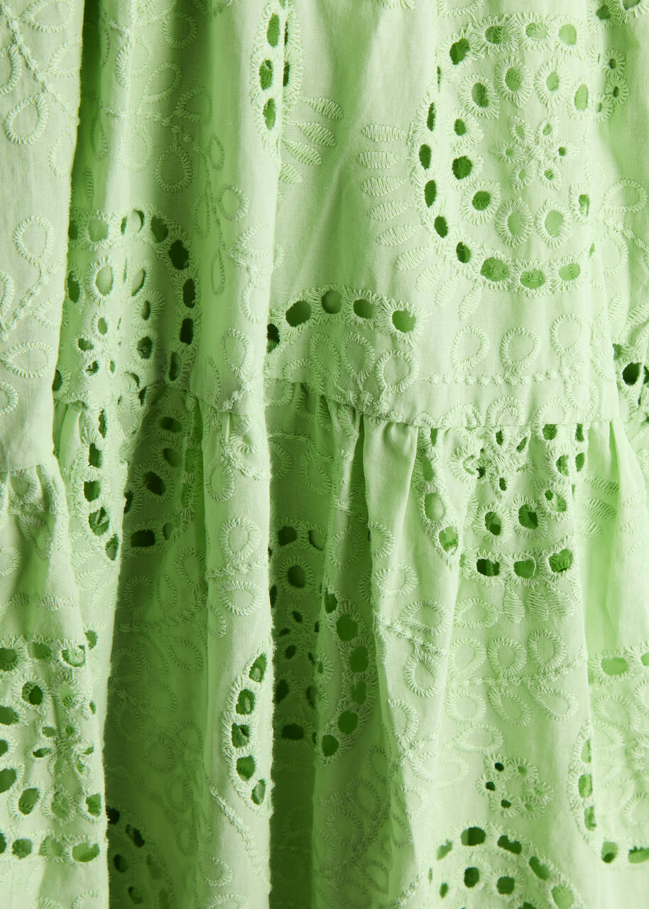 Kitri Immy Embroidered Cotton Maxi Dress Light Green KITRI