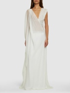 ALBERTA FERRETTI Draped Silk Chiffon Long Dress