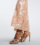 Là Fuori Caped sequined silk satin gown