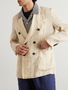 Barena - Siroco Double-Breasted Checked Linen, Wool and Cotton-Blend Blazer - Neutrals