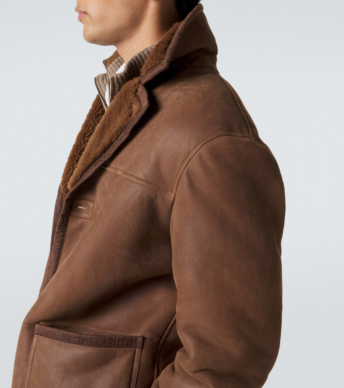 Etro Shearling-trimmed leather jacket