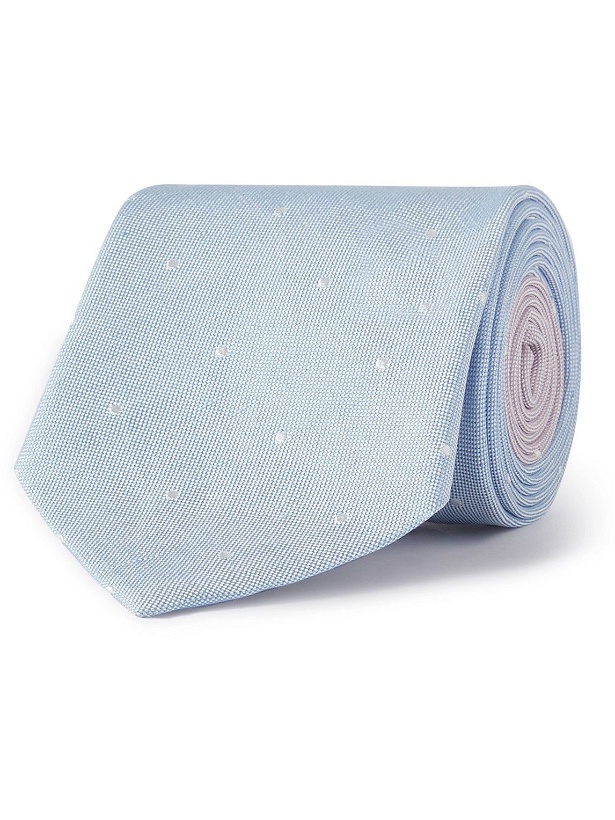 Photo: Paul Smith - 8cm Polka-Dot Two-Tone Silk and Linen-Blend Tie