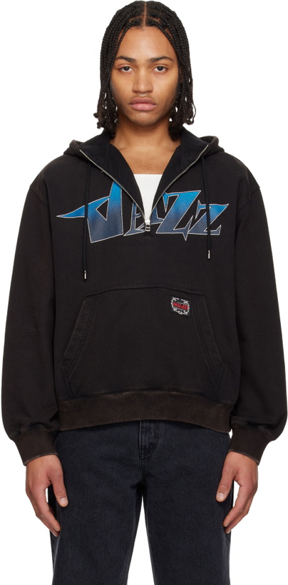 Photo: Solid Homme Black Half Zip-Up Jazz Graphic Hoodie