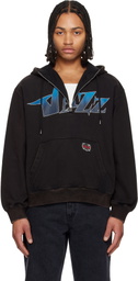 Solid Homme Black Half Zip-Up Jazz Graphic Hoodie