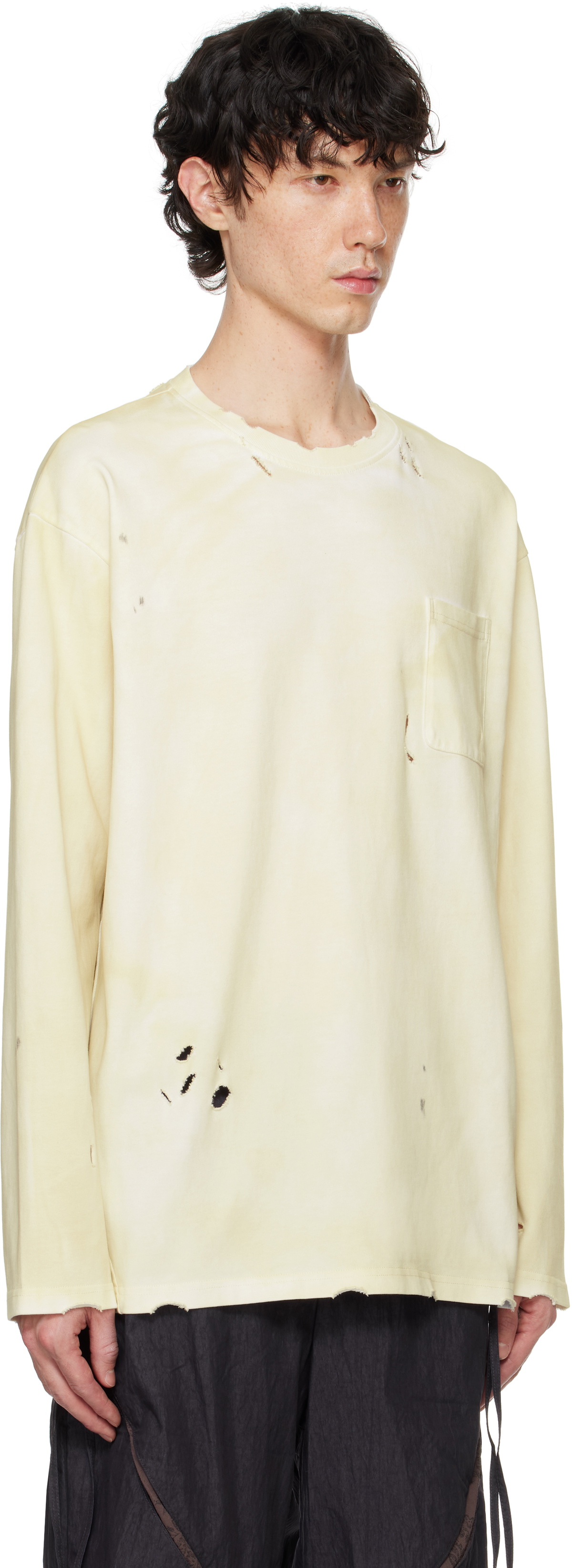 Professor.E Beige Destroyed T-shirt