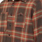 Engineered Garments Men's Plaid Flannel Work Shirt in Brown/Orange Plaid