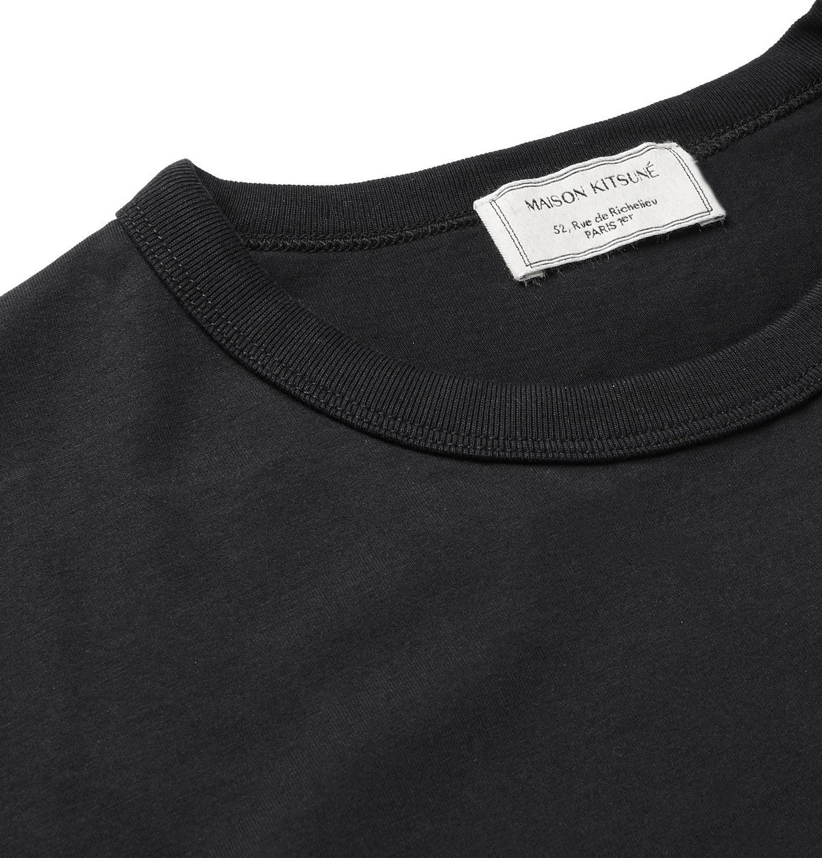 Maison Kitsuné - Logo-Appliquéd Cotton-Jersey T-Shirt - Black Maison ...