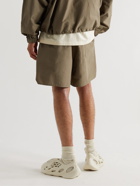 Fear of God Essentials - Wide-Leg Logo-Print Cotton-Blend Shell Drawstring Shorts - Green