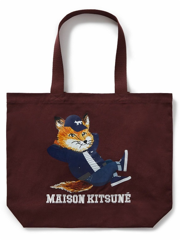 Photo: Maison Kitsuné - Printed Embroidered Cotton-Canvas Tote Bag