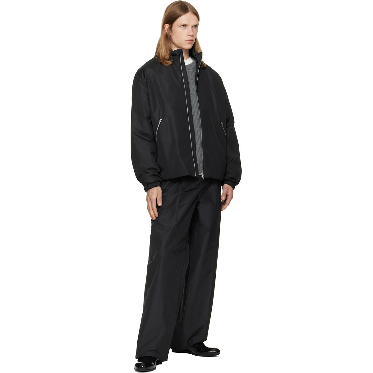 Jil Sander Black Taffeta Padded Blouson Jacket