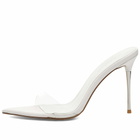 Femme LA Women's Azucar Slip On Heel in Ghost White Clear