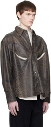 Commission Beige & Black Rider Leather Overshirt
