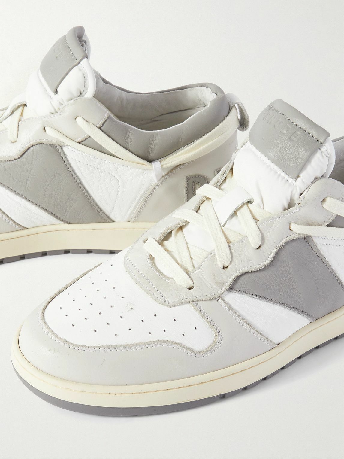 Rhude - Rhecess Colour-Block Distressed Leather Sneakers - White
