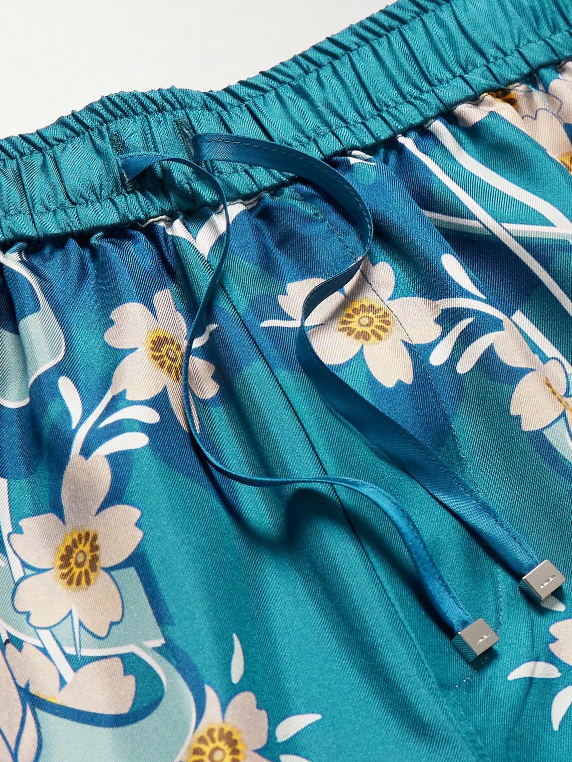 AMIRI - Straight-Leg Floral-Print Silk-Twill Drawstring Shorts