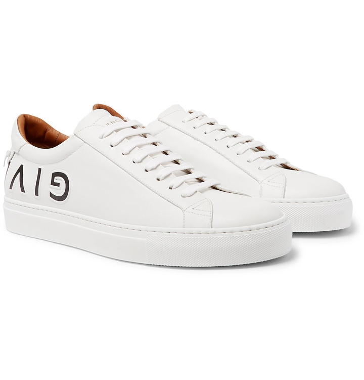 Photo: Givenchy - Urban Street Logo-Embossed Leather Sneakers - White
