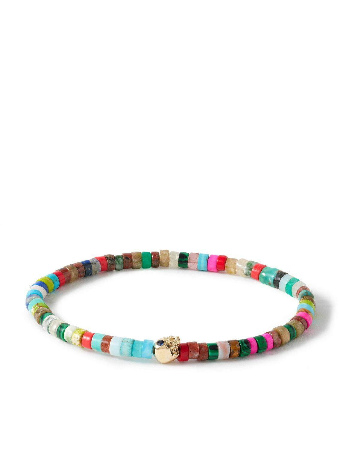 Luis Morais - 14-Karat Gold, Agate and Sapphire Beaded Bracelet