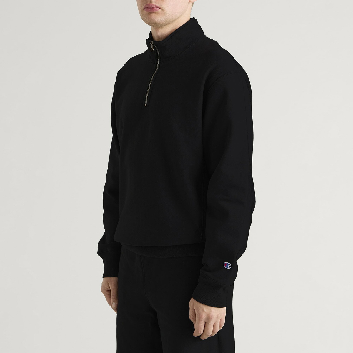 Champion Men's Reverse Weave Half Zip Sweatshirt in Black Champion